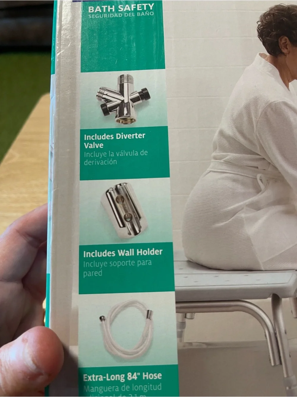 Medline Handheld Shower Wand/Head White W/ Extra Long Hose 84